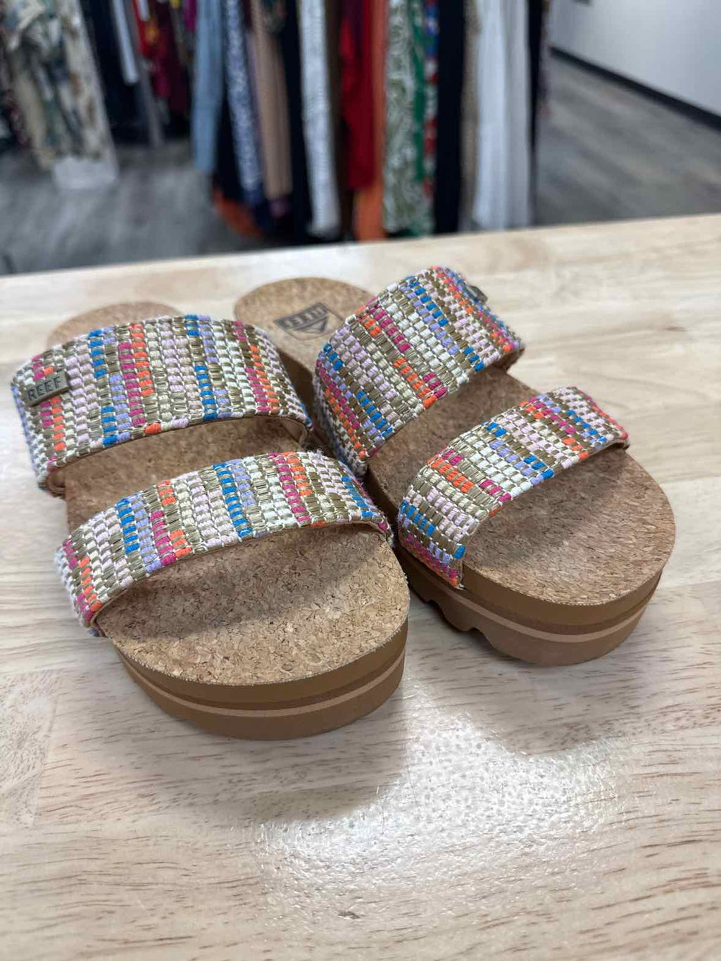 Reef Size 7 Multi Color New Platform Sllide Sandals