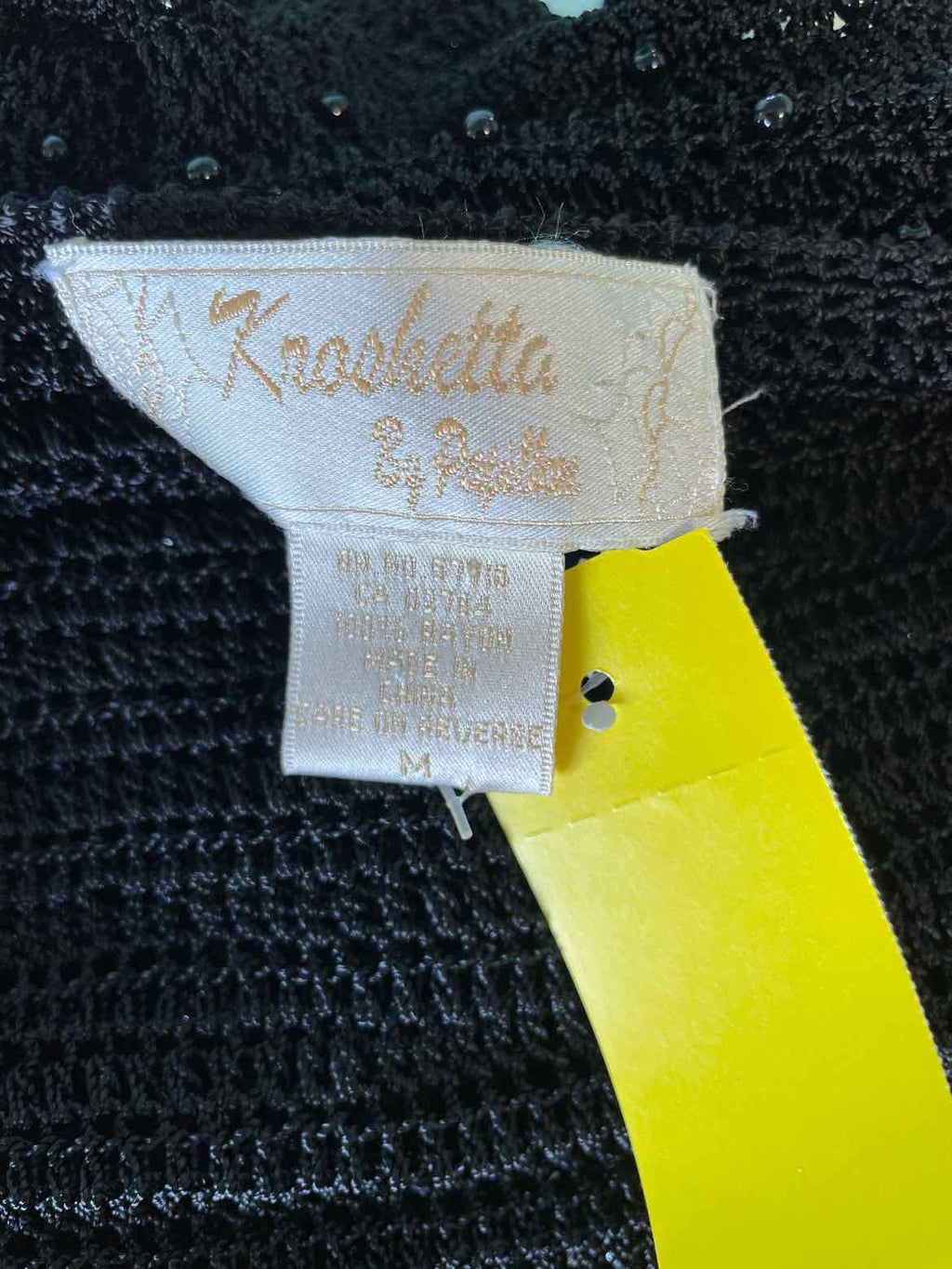 kroshetta Size M Black crochet & beaded Sweater