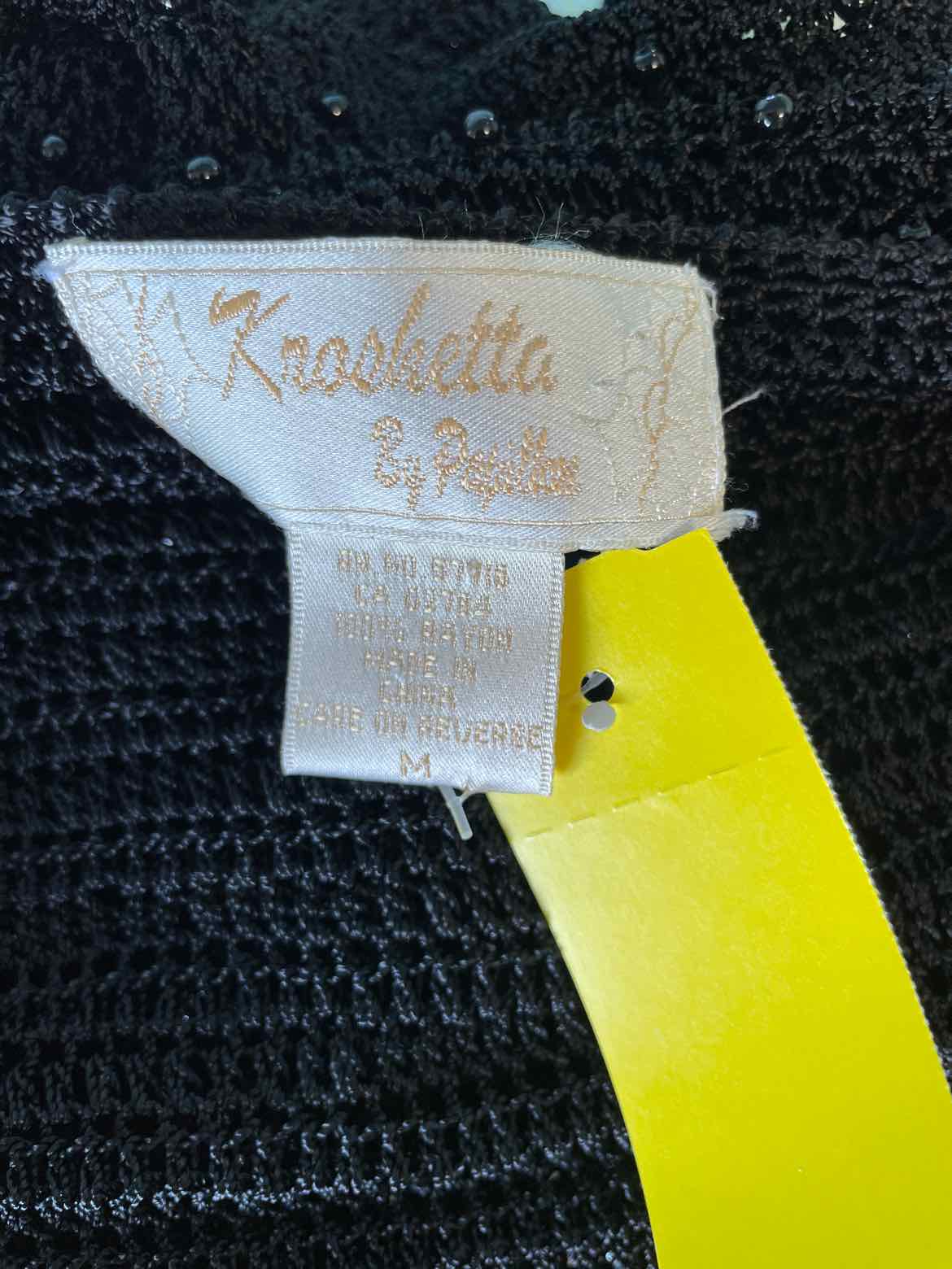 kroshetta Size M Black crochet & beaded Sweater