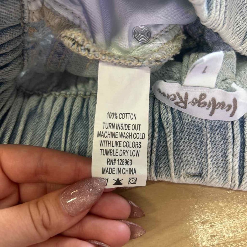 Indigo Rein Juniors' Distressed Drawstring Denim Shorts - Light Wash - 1