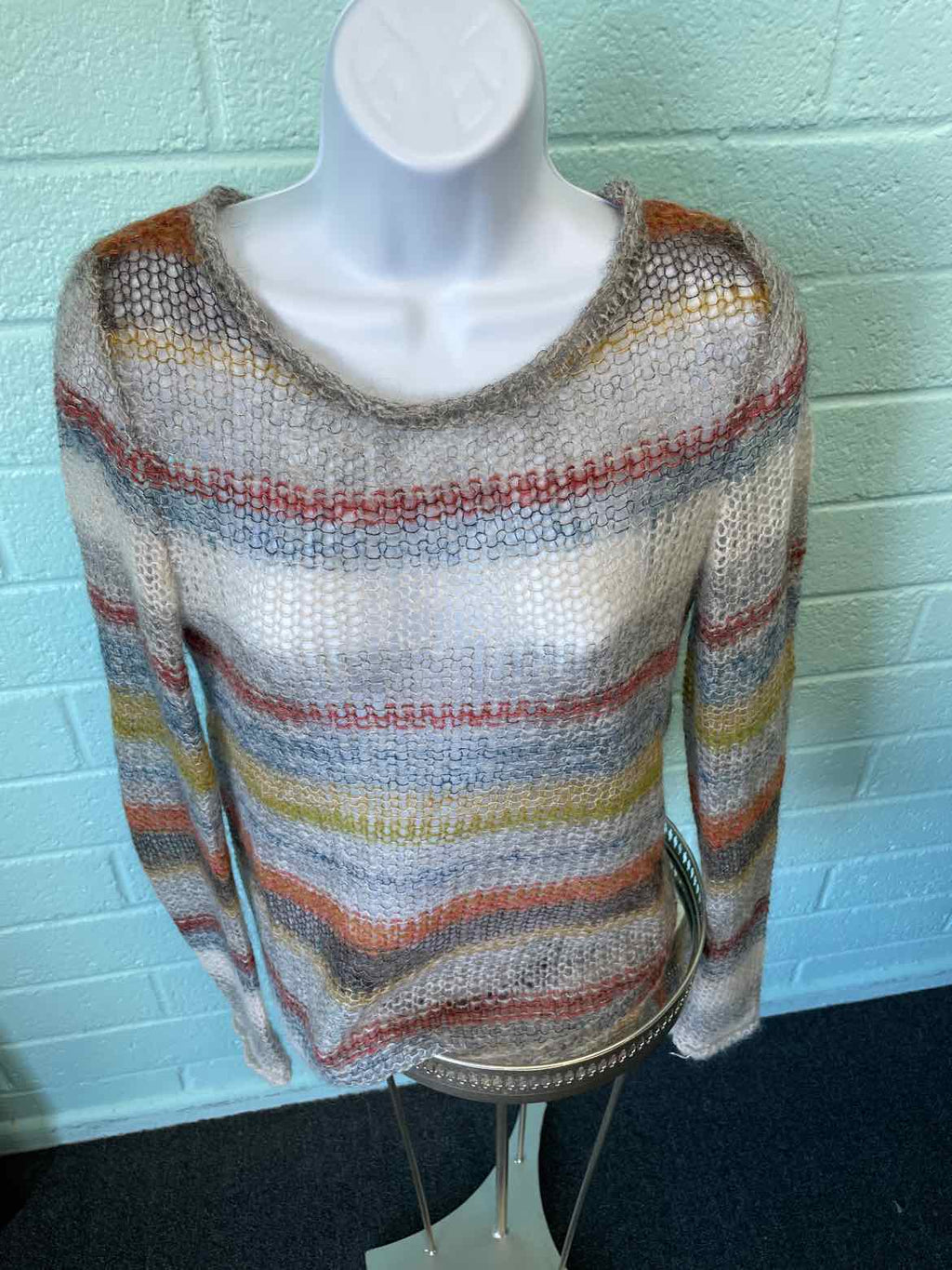 Moth by Anthropologie Size M Red Yellow Blue Stripe Sweater