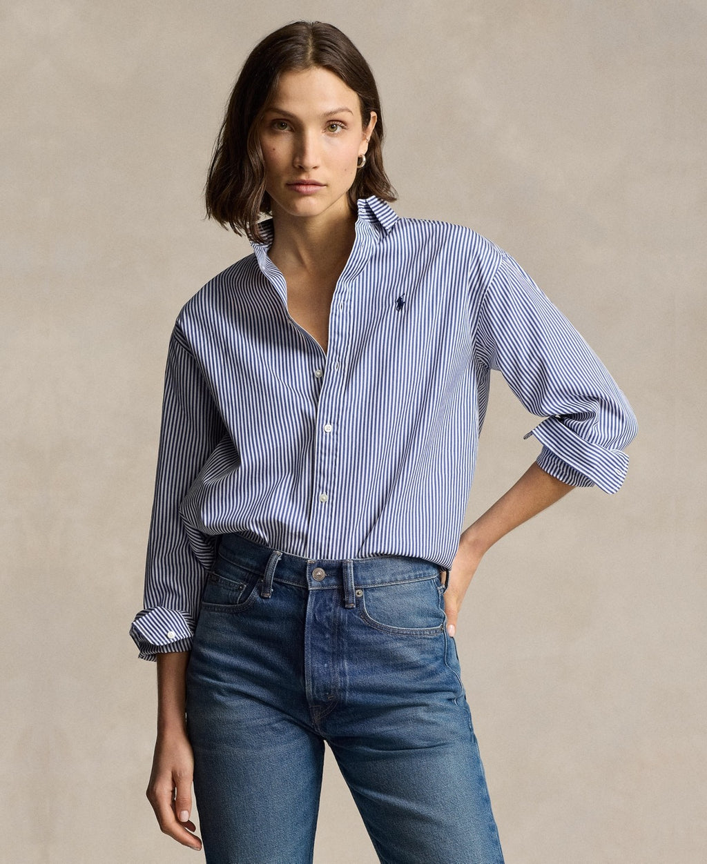 Polo Size S Relaxed-Fit Striped Cotton Shirt