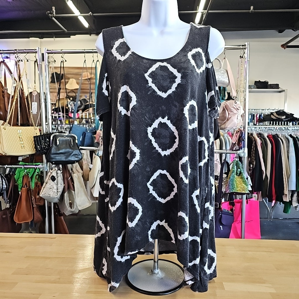 Jones Size L Gray & White Blouse