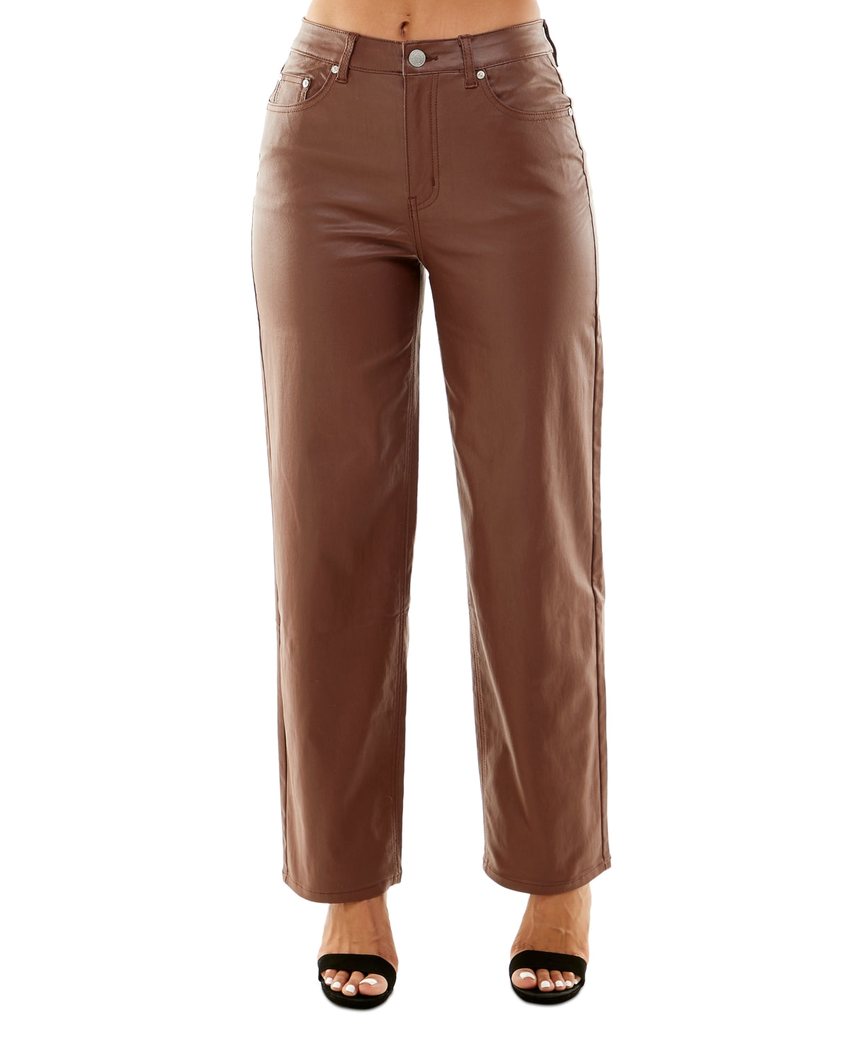 Almost Famous Juniors' 90s Faux-Leather Wide-Leg Pants