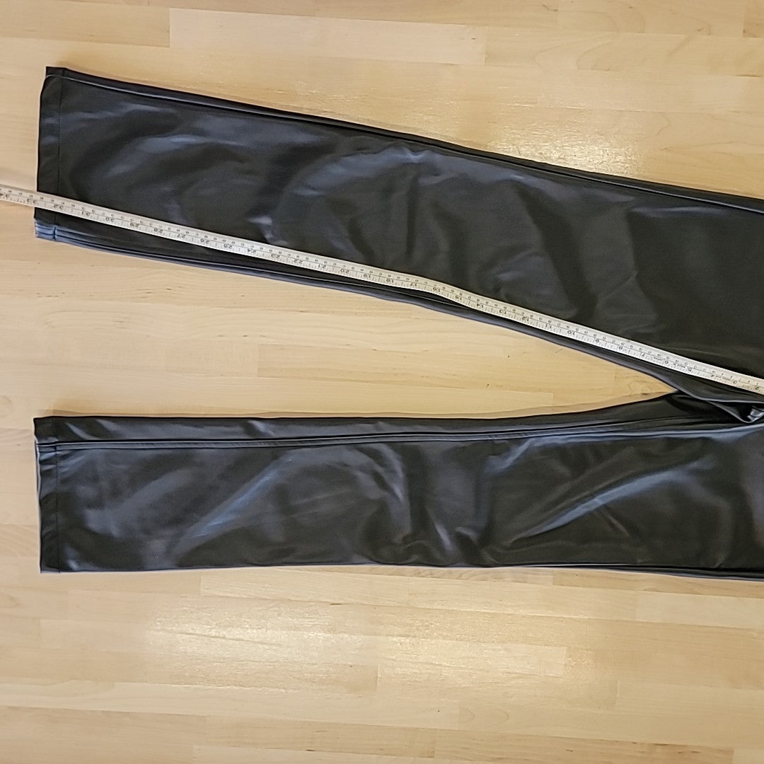 TINSELTOWN Size XS Black Faux Leather High Rise Casual Trouser Jeans NWT