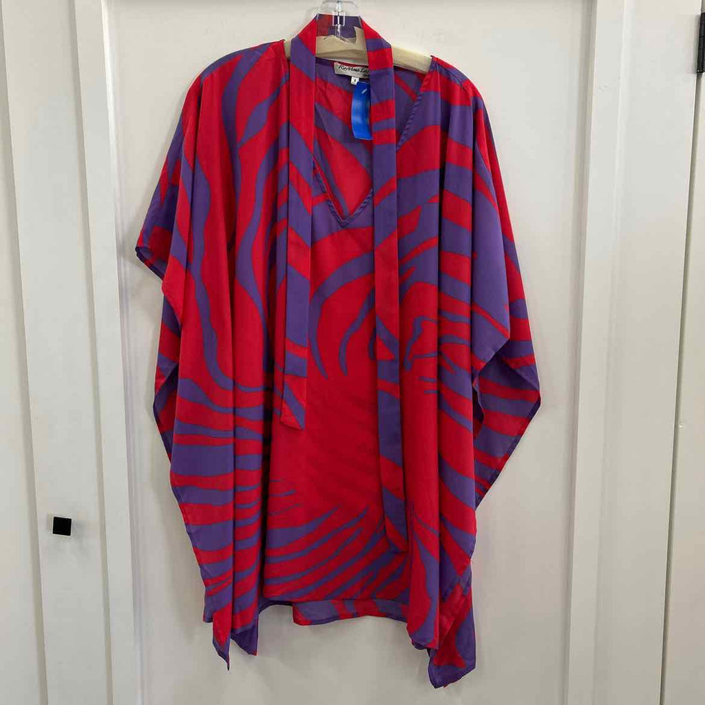 RaMona LaRue Size S Red/Purple Silk Preloved Blouse SS
