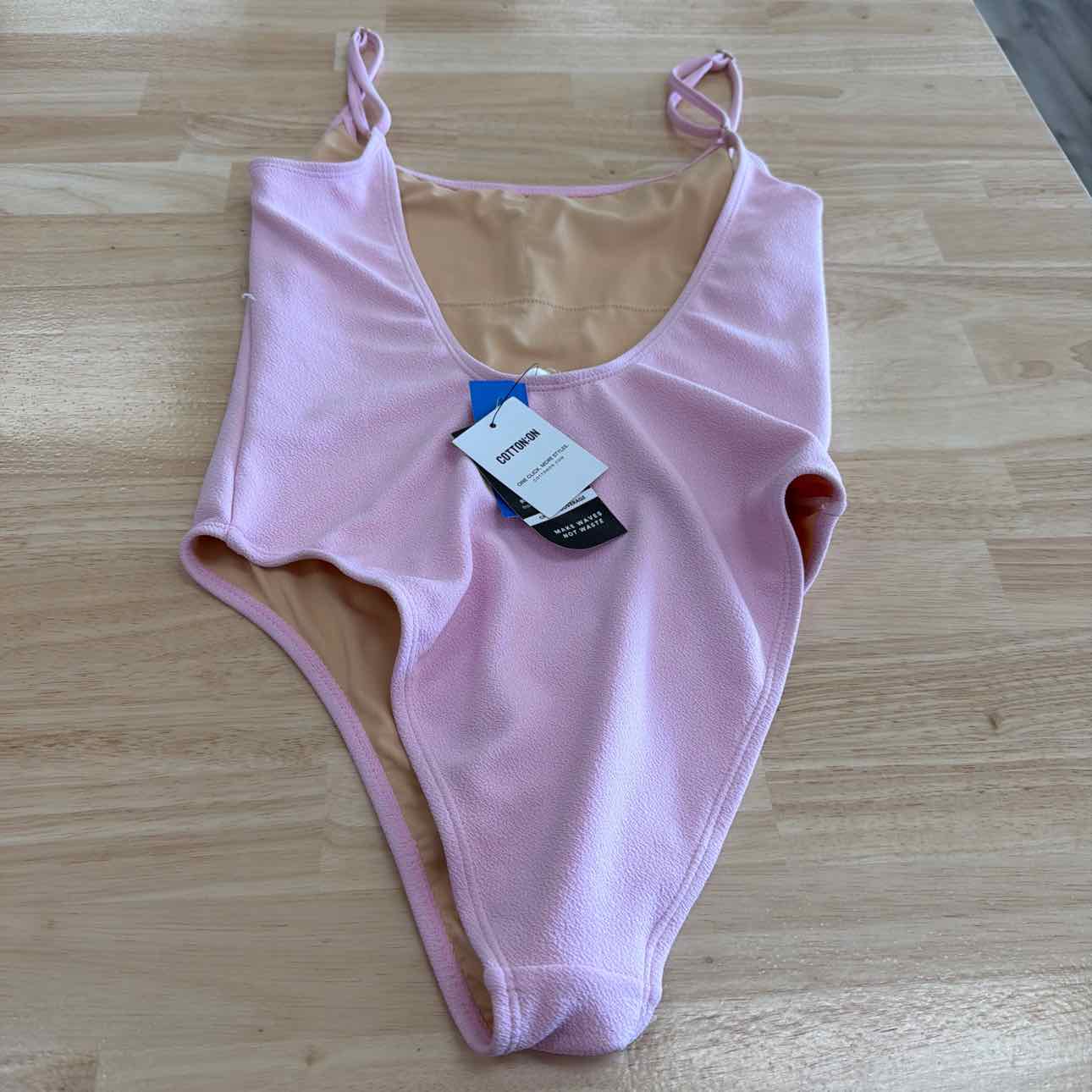 Cotton on Women's Thin-Strap Scoop-Back Cheeky One-Piece Swimsuit - Pirouette Cr