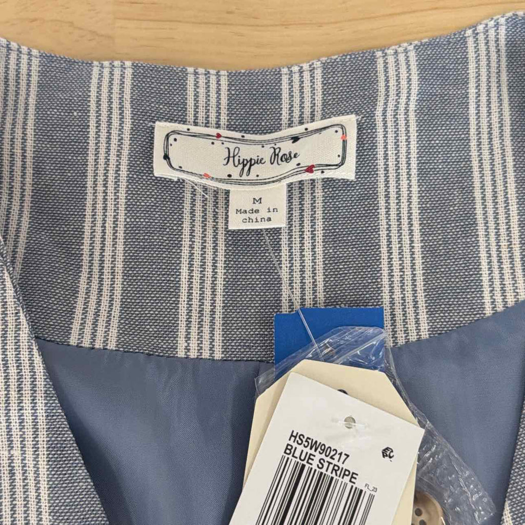 Hippie Rose Juniors' Sleeveless Linen Vest - Blue Stripe