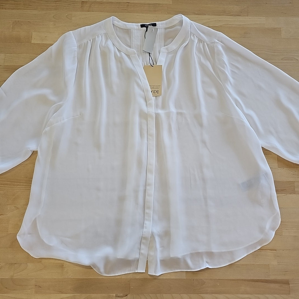 NYDJ Women's 2X White Pintuck Blouse