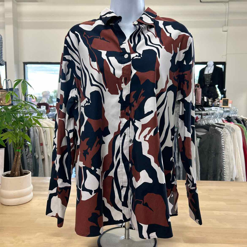 Chico's Size 12 Brown Button Down Shirt