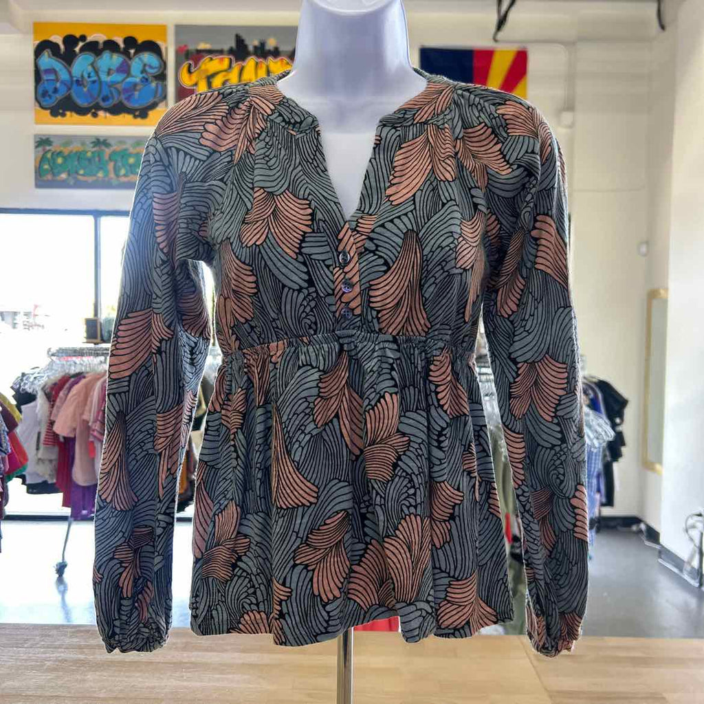 Luxe Size S blue/orange Preloved Blouse LS