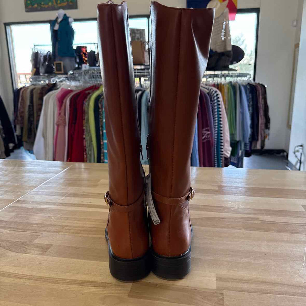 Arezzo Women's Mckenna Low Block Wide Calf Leather Boots