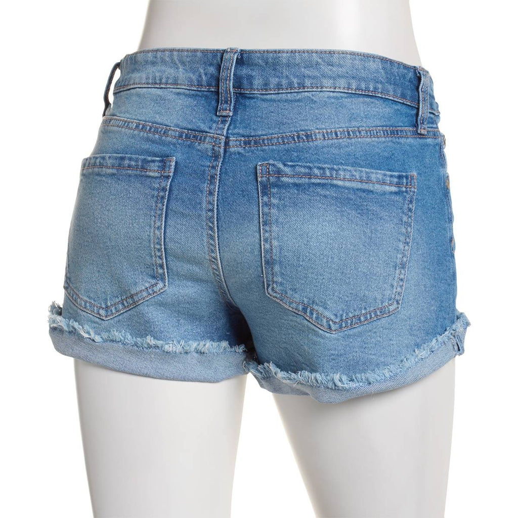 Celebrity Pink Juniors' Mid-Rise Fringe-Cuff Shorts - Temecula - 5