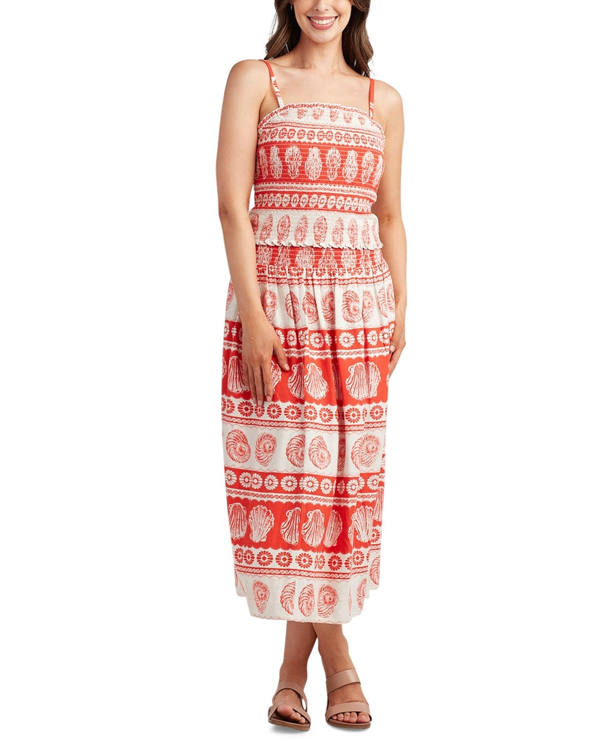 BCX Size XS Printed Linen-Blend Top