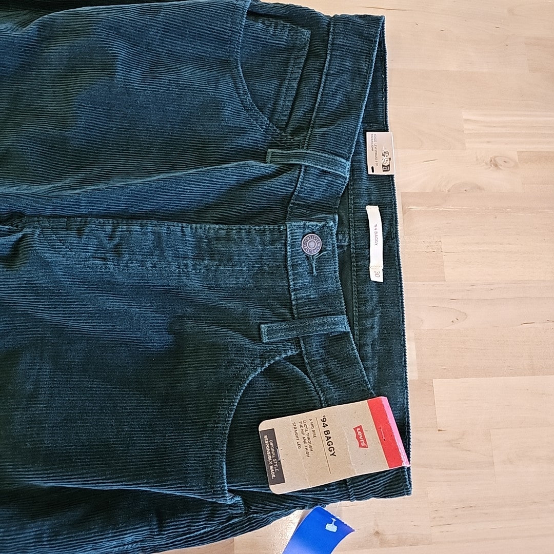 Levi's Size 10 Mid Rise 94 Baggy Corduroy Jeans - Darkest Spruce