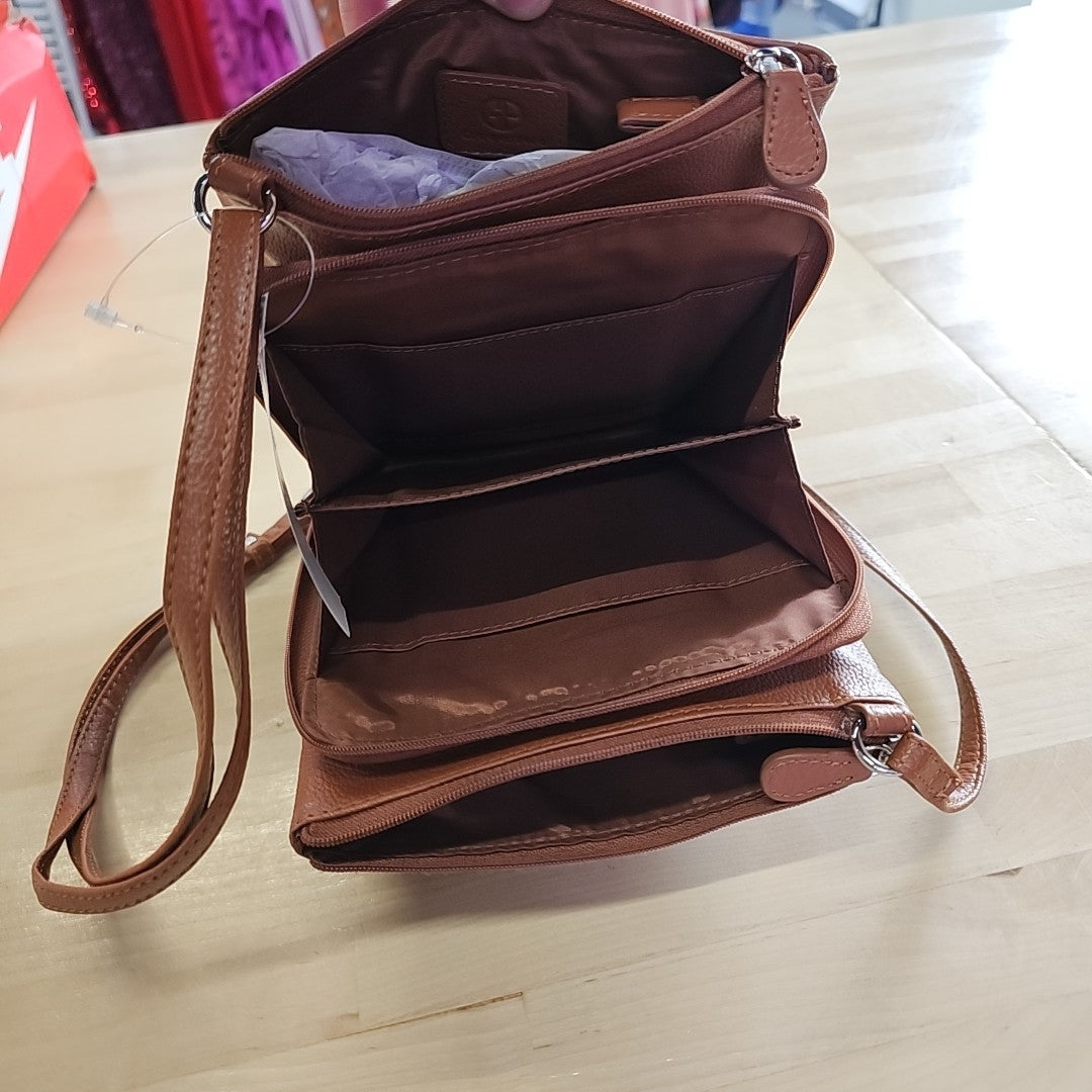 Giani Bernini Triple-Zip Pebble Leather Dasher Crossbody