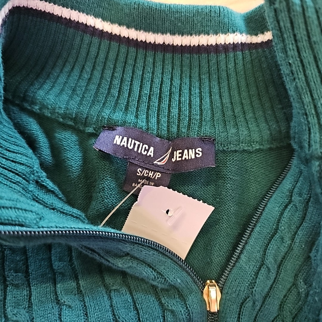 Nautica Size S Green Mock Neck Sweater