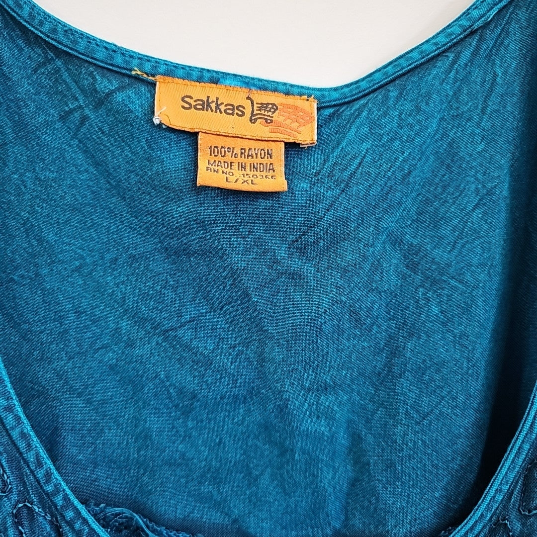 Sakkas Size L/XL Teal Maxi Tank Dress