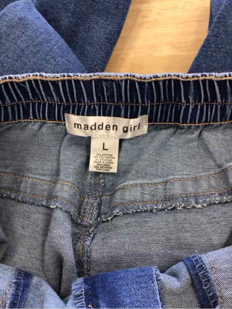 Madden Girl Size L High-Rise Parachute Cargo Pants - Medium Wash