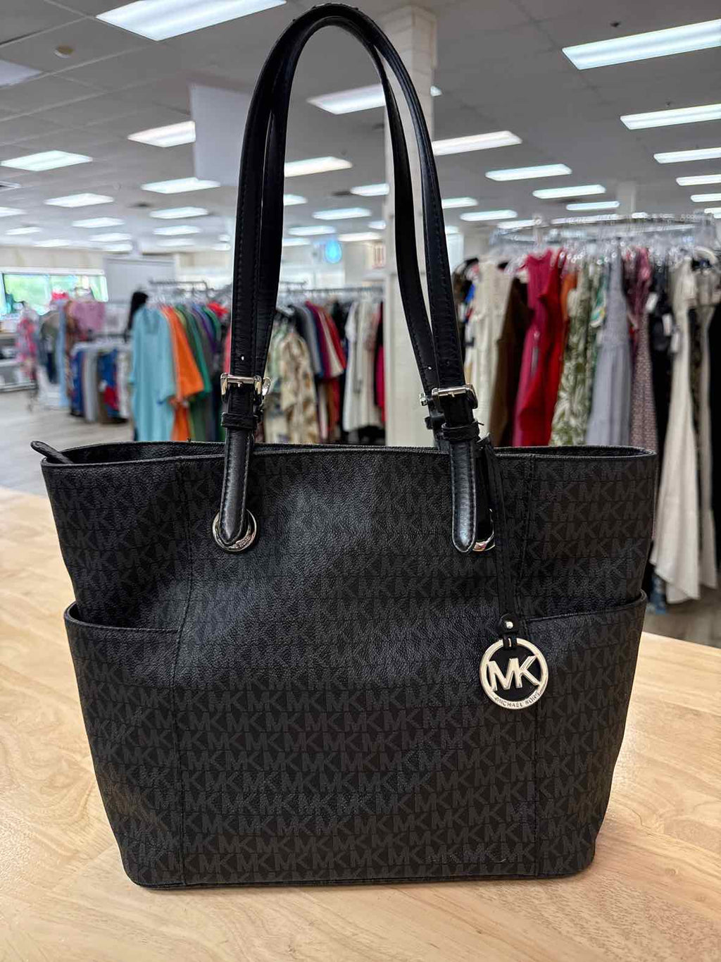 Michael Kors Black & Gray Jet Set East West Signature Tote