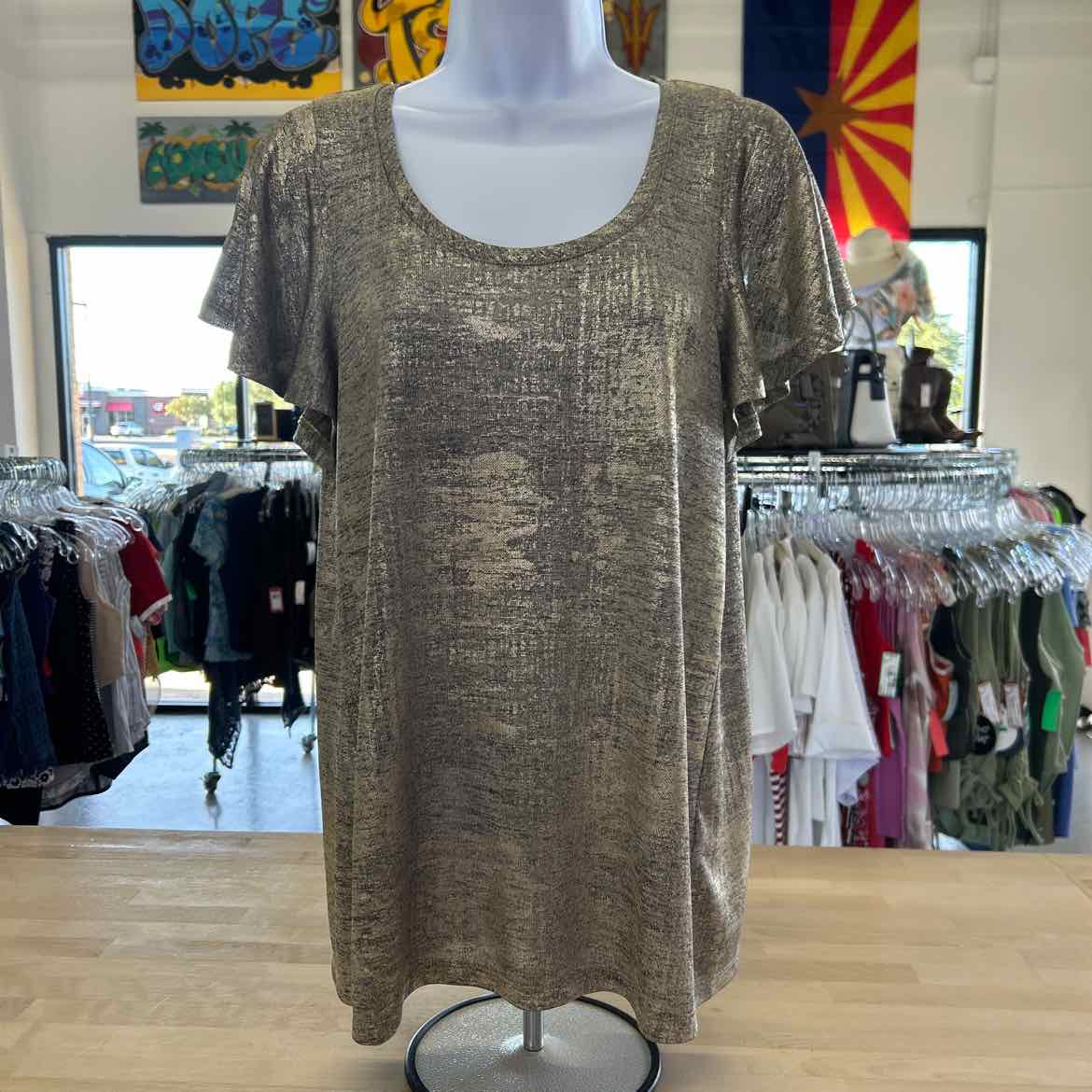 Anthropologie Size M Gold Preloved Blouse SS
