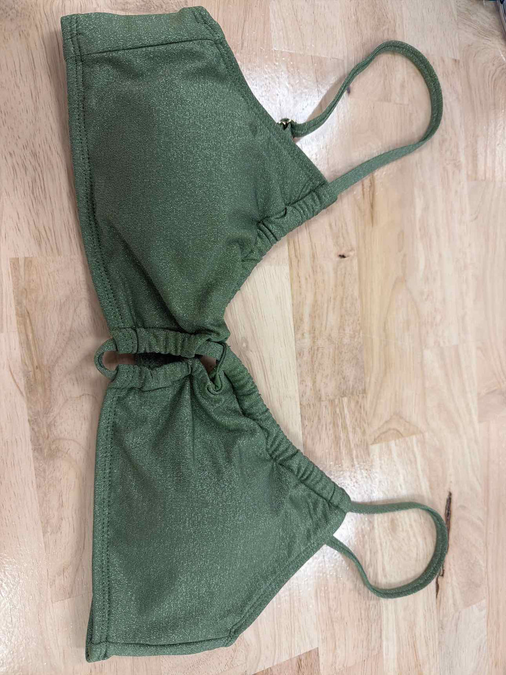 Salt + Cove Size L Solid Lurex Twist-Front Bralette Bikini