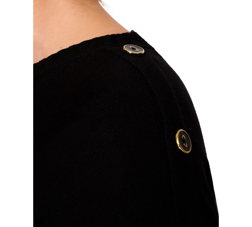 Melissa Paige Plus Size Zigzag-Trim Button-Shoulder Sweater