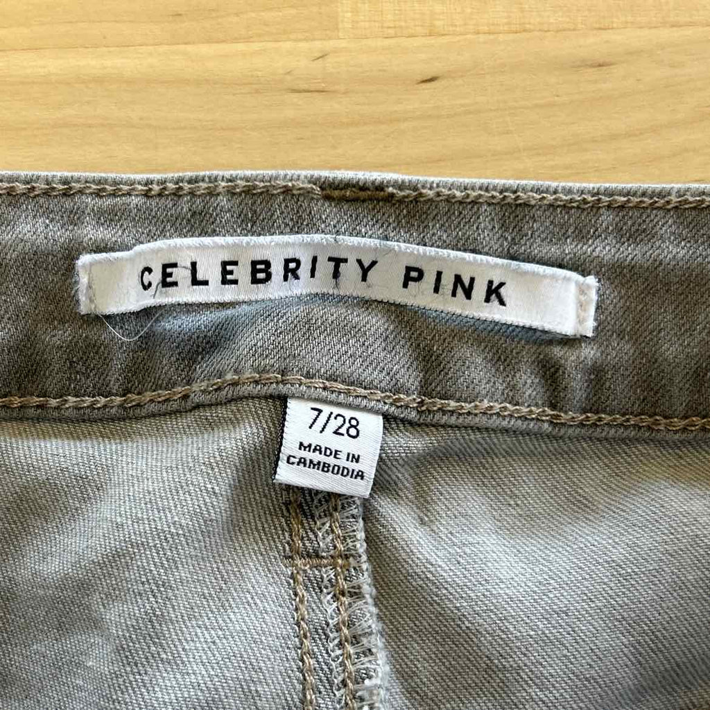 Celebrity Pink Juniors' Mid-Rise Cargo Skinny Jeans - Grey