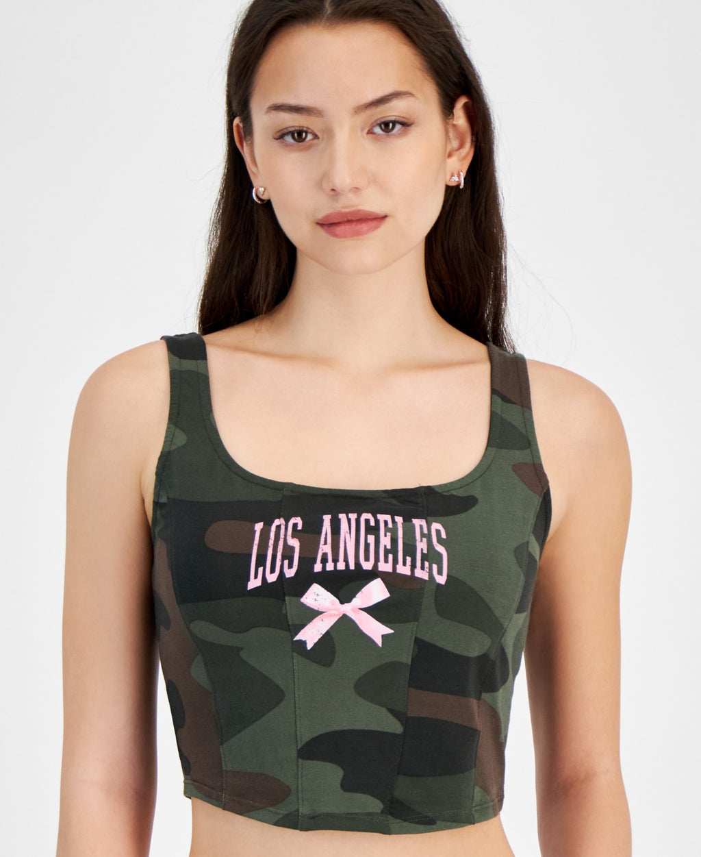 GRAYSON/THREADS Womens Cropped Camo-Print Tank Top