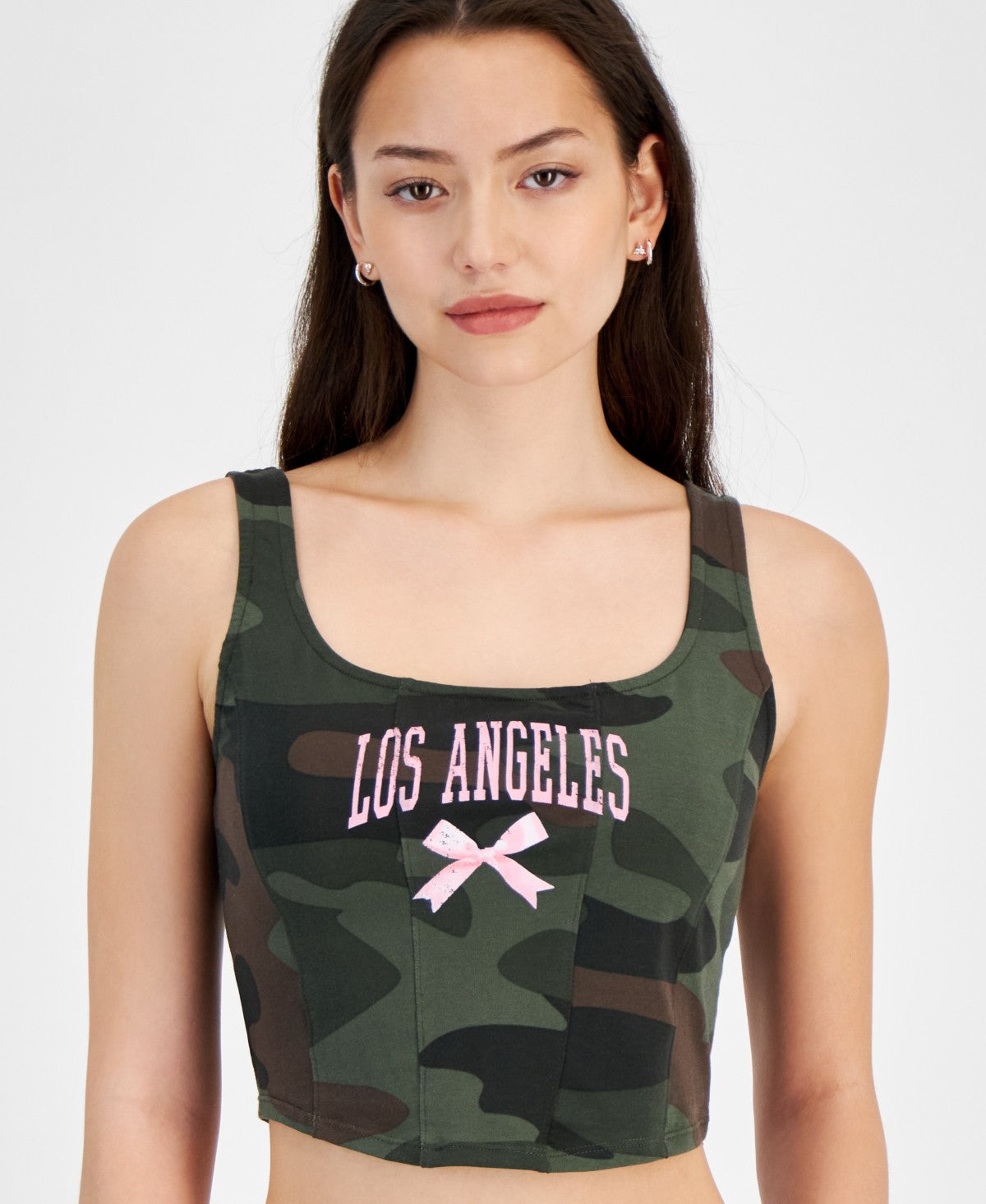 GRAYSON/THREADS Womens Cropped Camo-Print Tank Top
