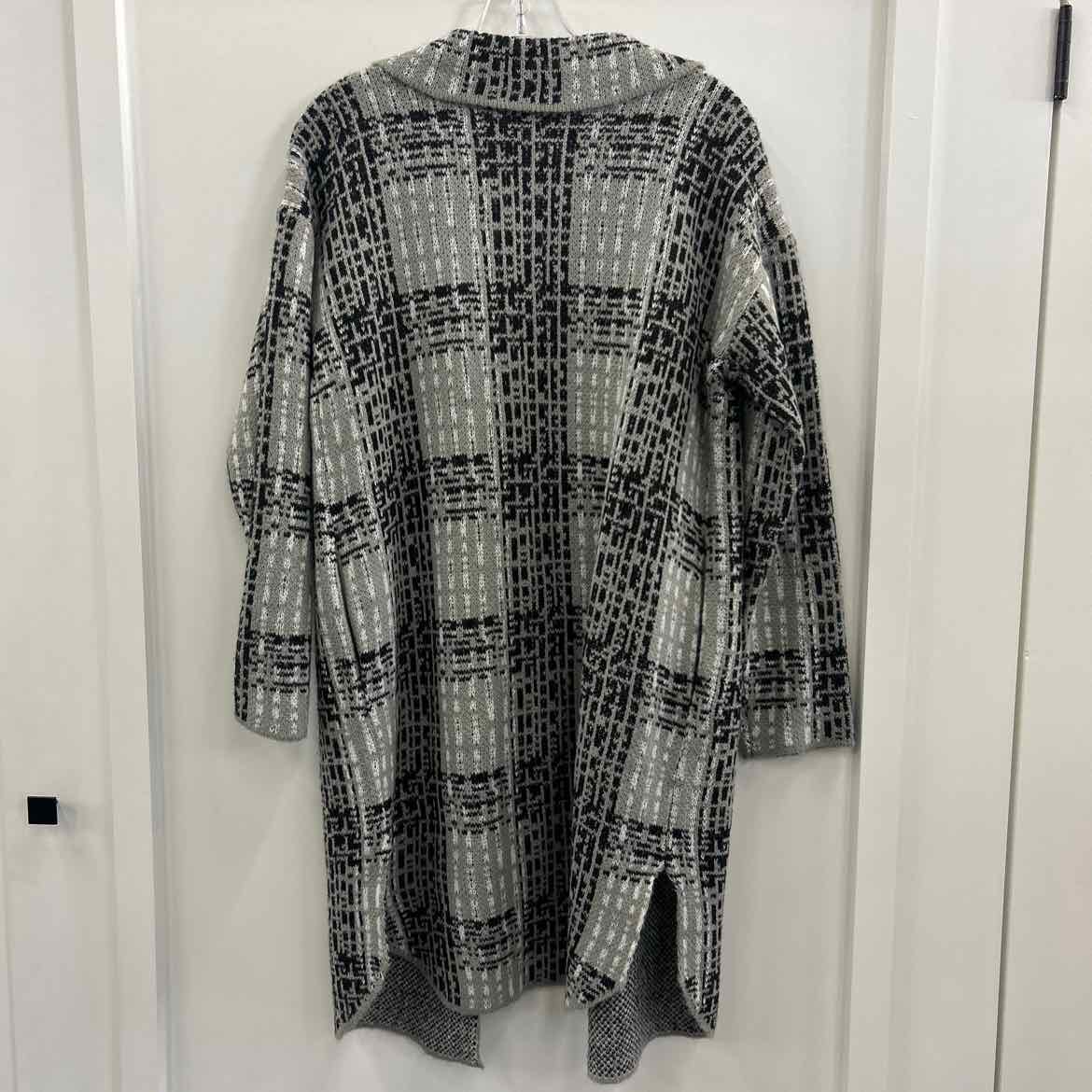 by design Size S Black Gray Knit Duster Length Sweater Jacket