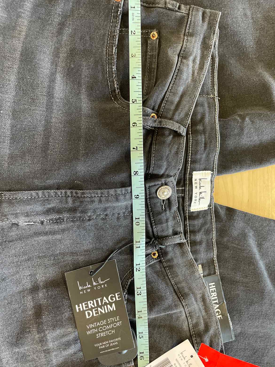 Nicole Miller Size 12 Gray High Rise Straight Leg Jeans NWT