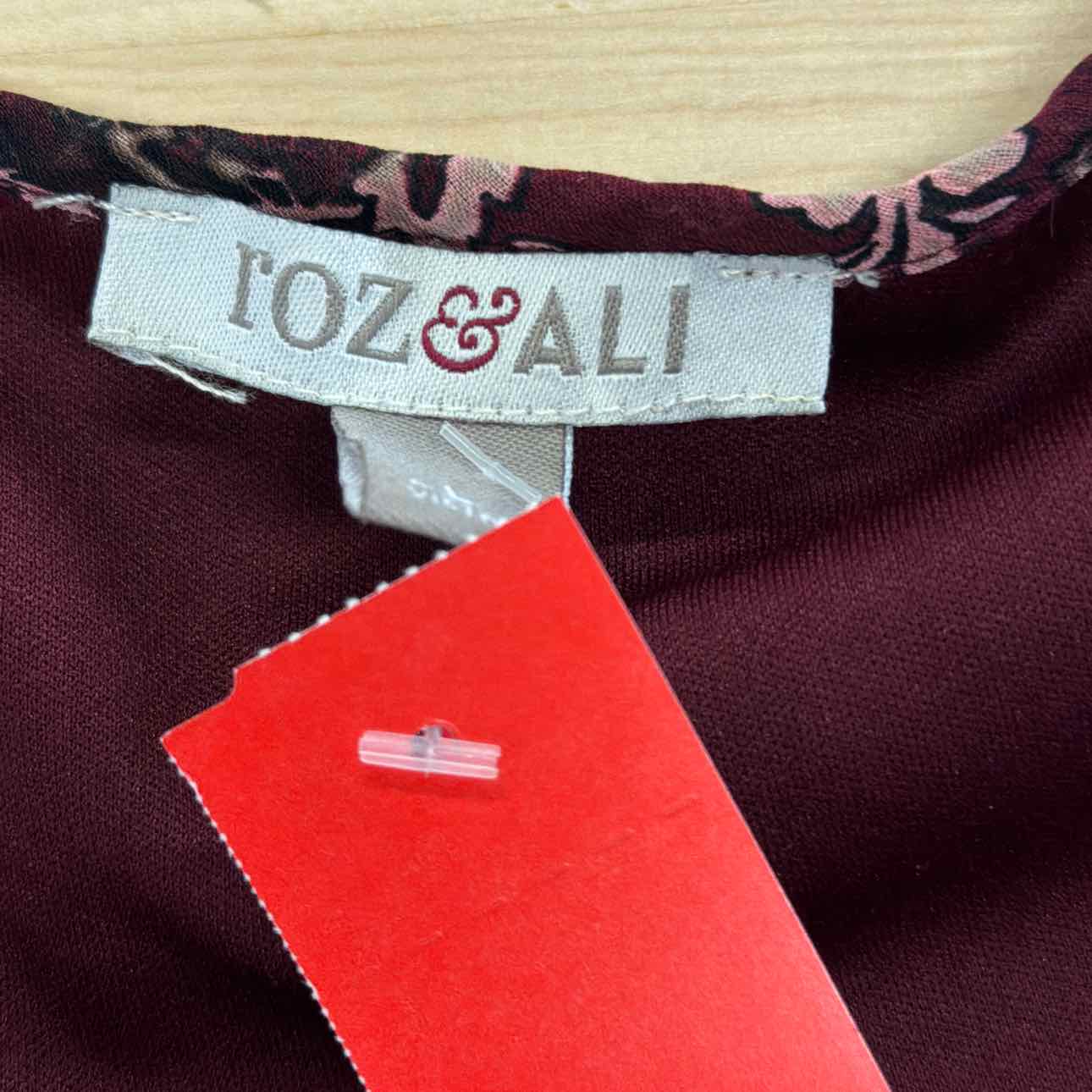 Roz & Ali Size L Burgundy Print Used Blouse