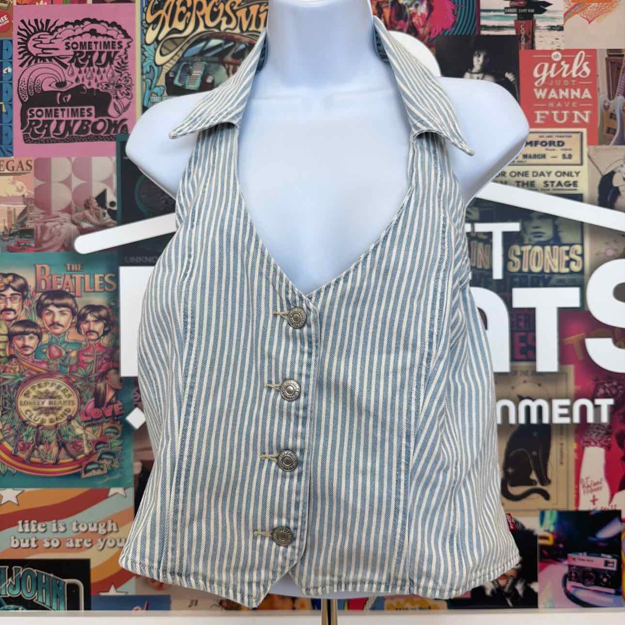 Levi's Size XXL Bria Cotton Denim Corset Cropped Top