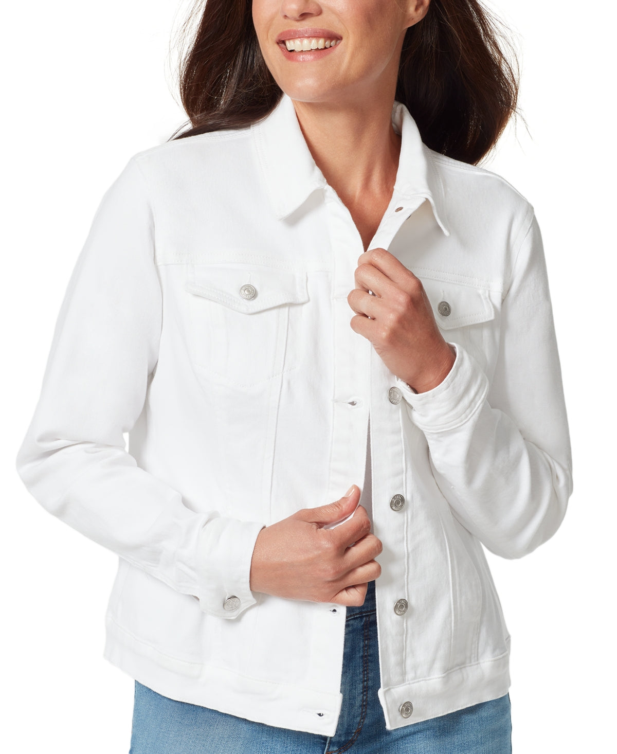 Gloria Vanderbilt Size L White Denim New Jean Jacket