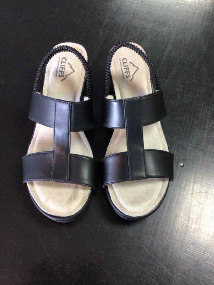 Cliffs Shoe Size 7.5 Black Candea Slingback Wedge Sandals