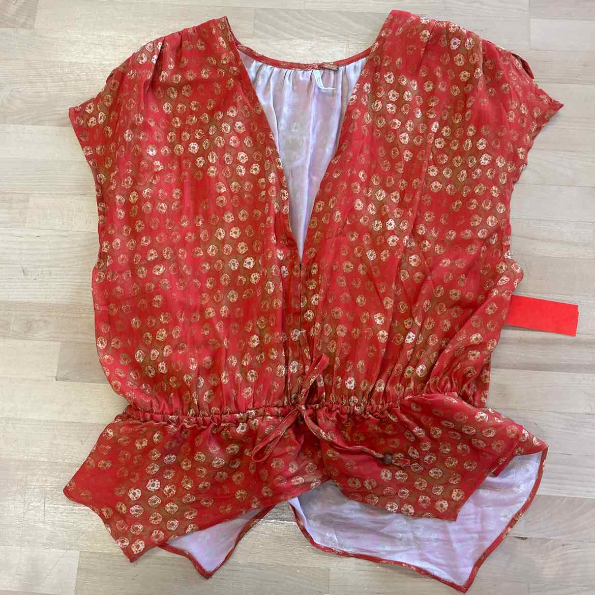 Free People Size XS Orange Preloved Blouse SS