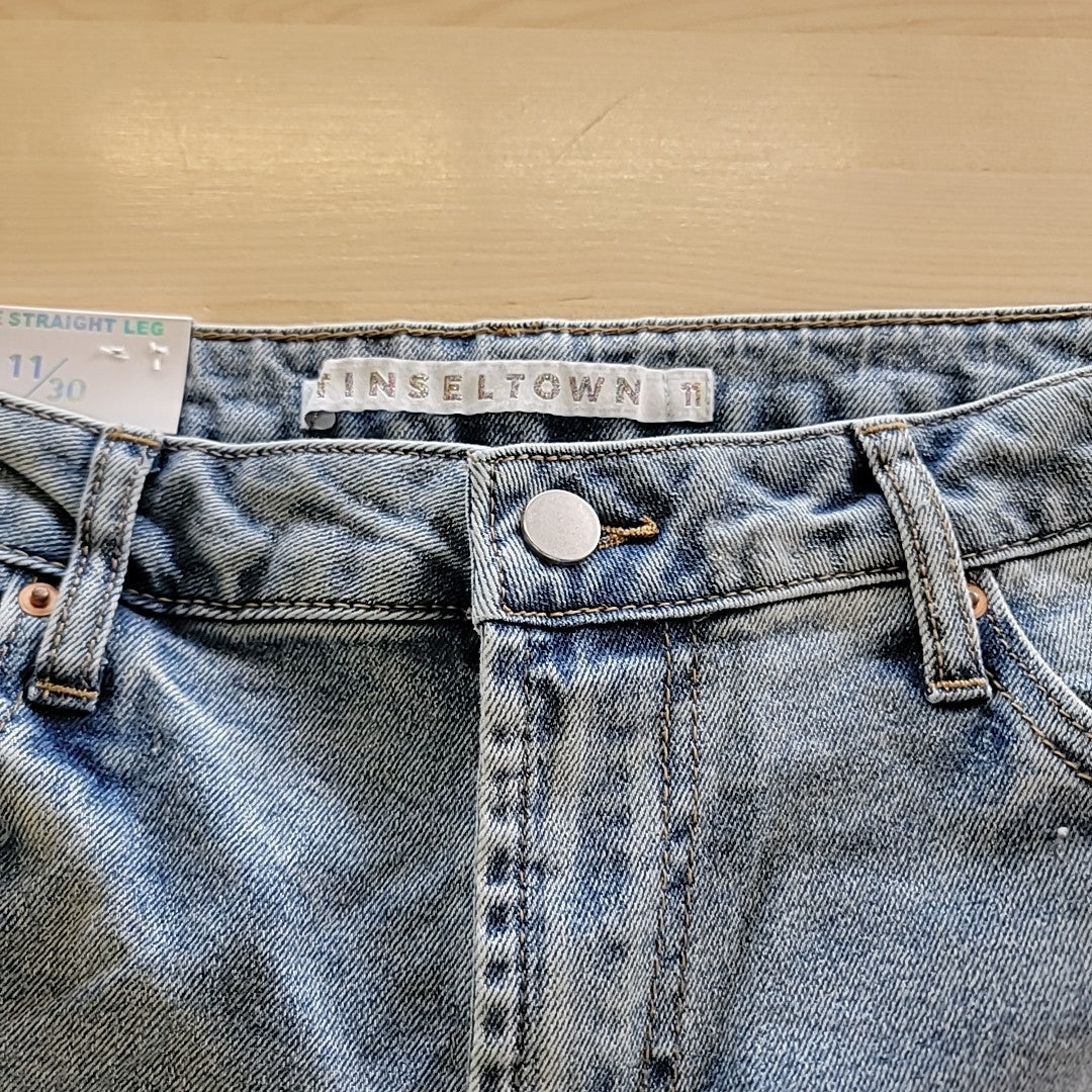 Tinseltown Juniors' Relaxed Ripped Straight-Leg Jeans