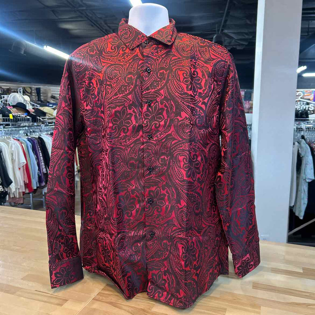 DiBanGu Size L Black Red Preloved MENS Button Down Shirt