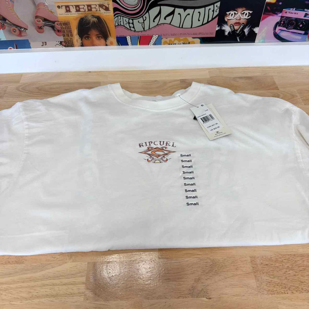 Rip Curl Size S Cotton Butterfly Crewneck T-Shirt - Bone