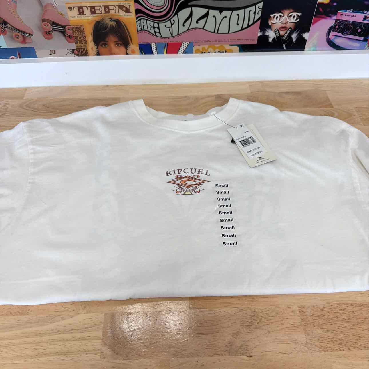 Rip Curl Size S Cotton Butterfly Crewneck T-Shirt - Bone