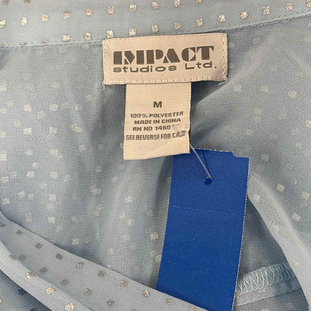 Impact Size M Blue Silver Sheer Preloved Blouse LS