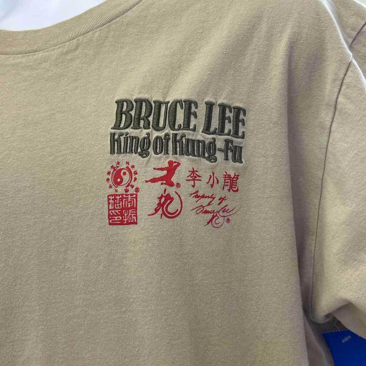 Bruce Lee Size XL Tan Preloved MENS T-shirt