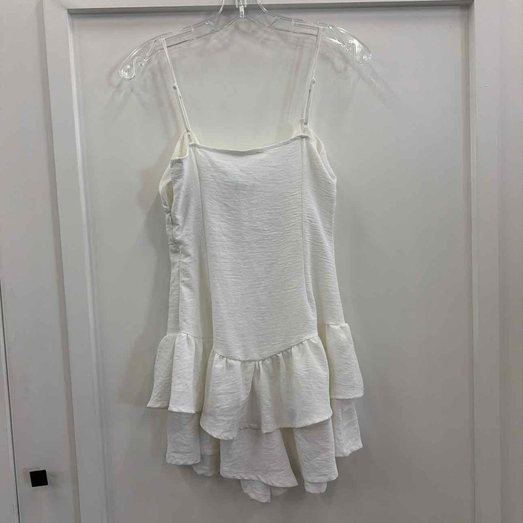 Derek Heart Juniors' Drop-Waist Ruffle Romper - Bright White