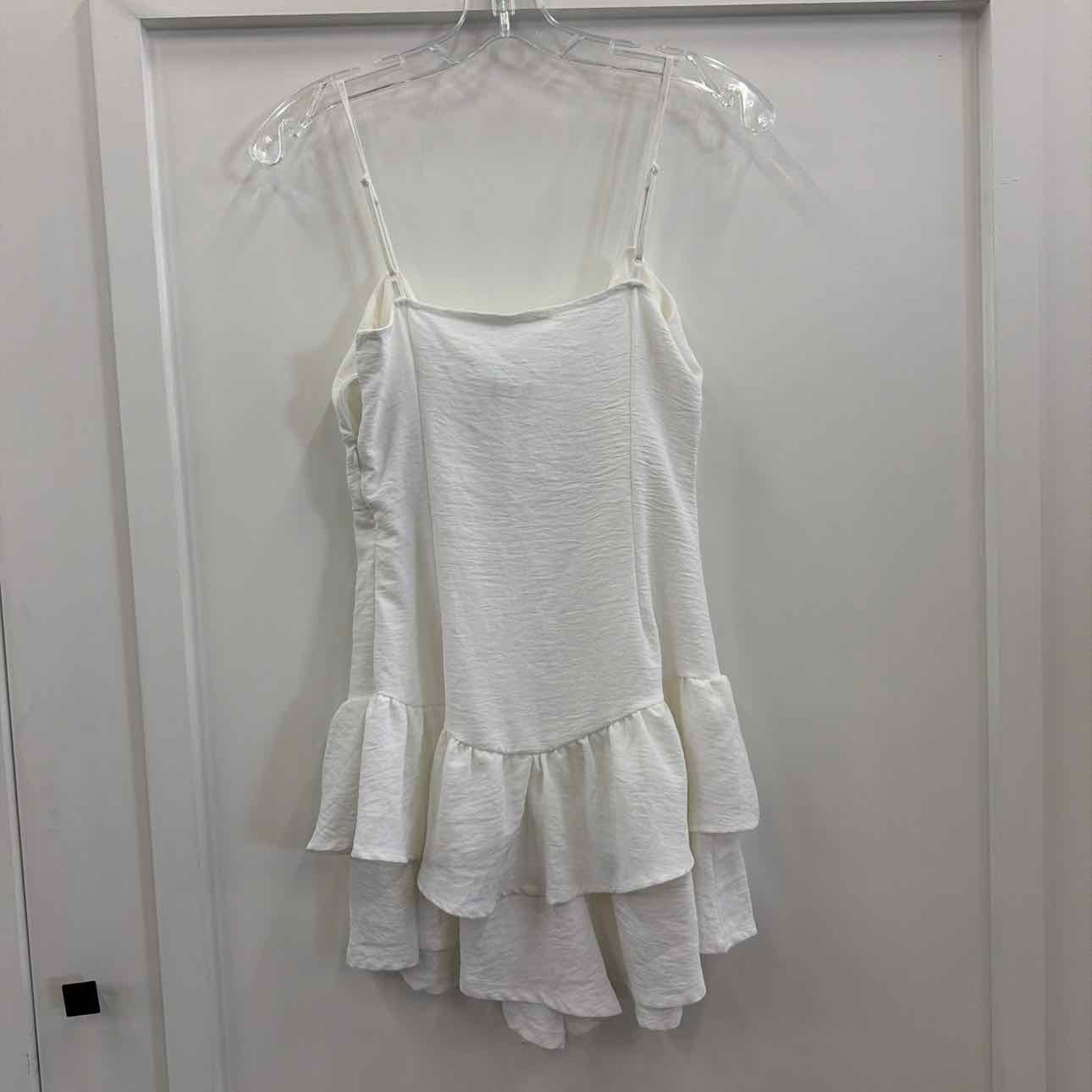 Derek Heart Juniors' Drop-Waist Ruffle Romper - Bright White