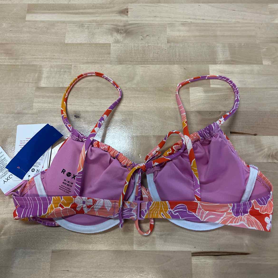 Roxy Size M Ruched Swim Bikini Top