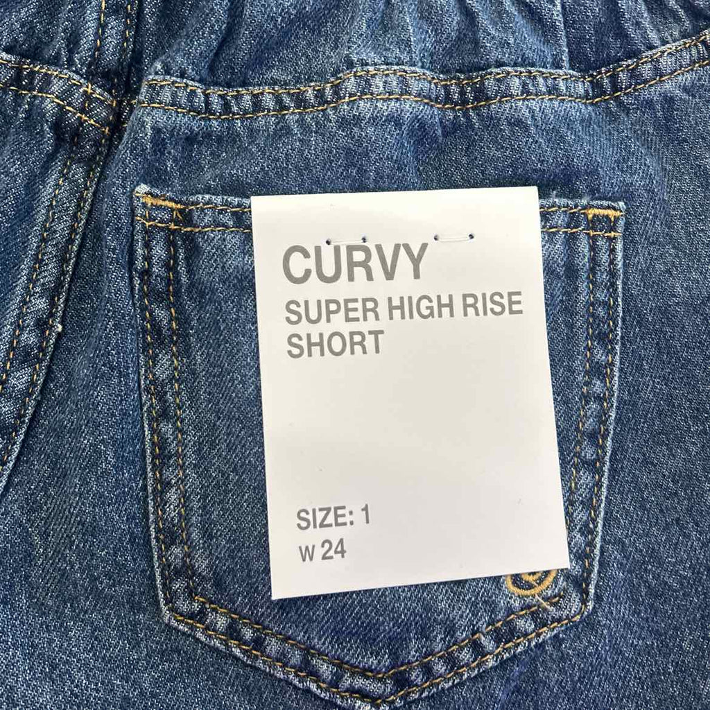 Indigo Rein Juniors' Distressed Drawstring Denim Shorts - Dark Wash - 1