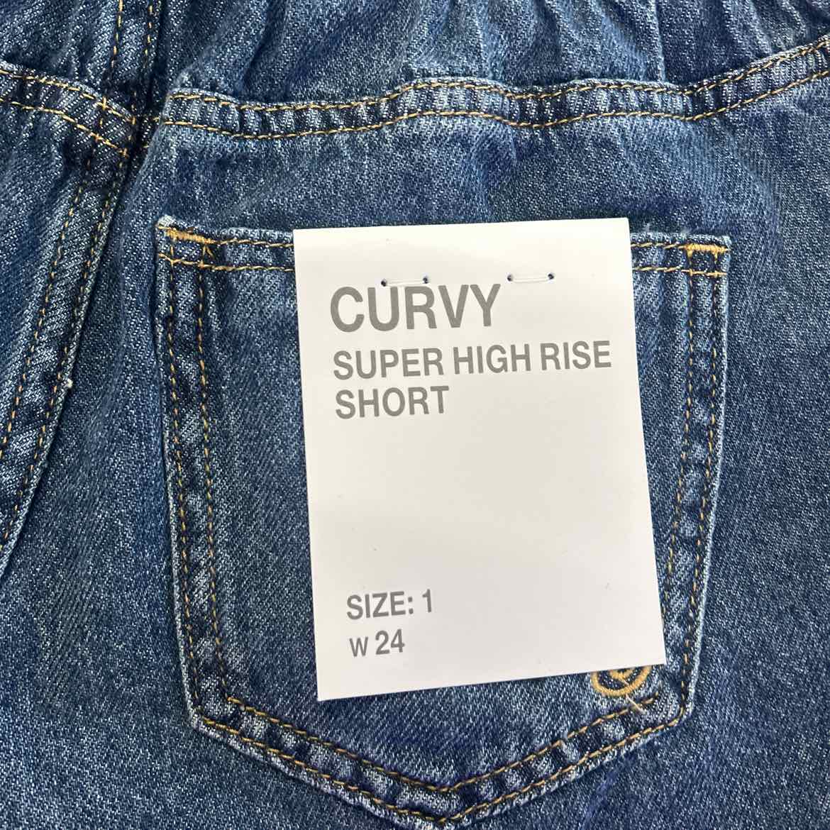 Indigo Rein Juniors' Distressed Drawstring Denim Shorts - Dark Wash - 1