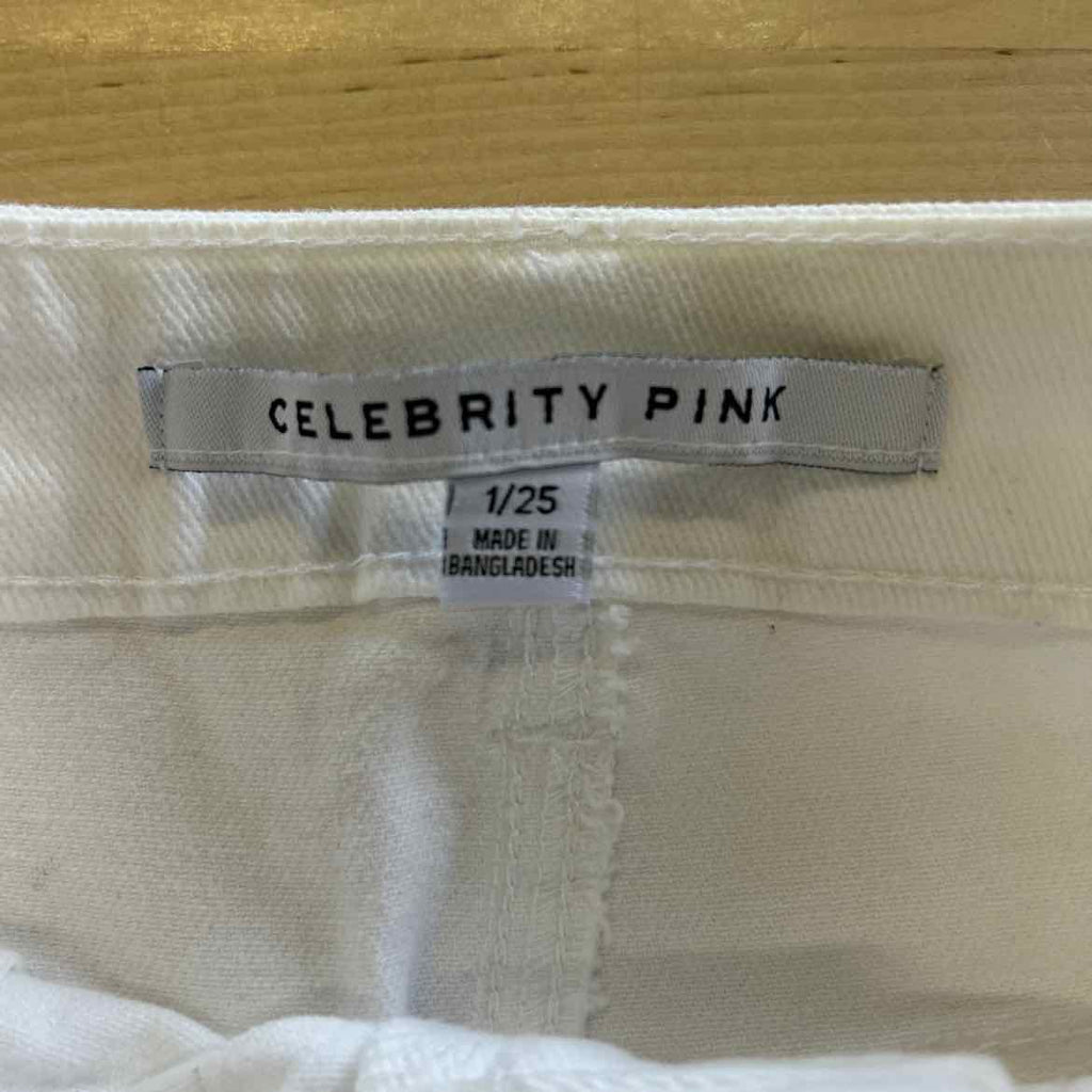 Celebrity Pink Juniors' 4" High-Rise Curvy Denim Shorts - White - 1