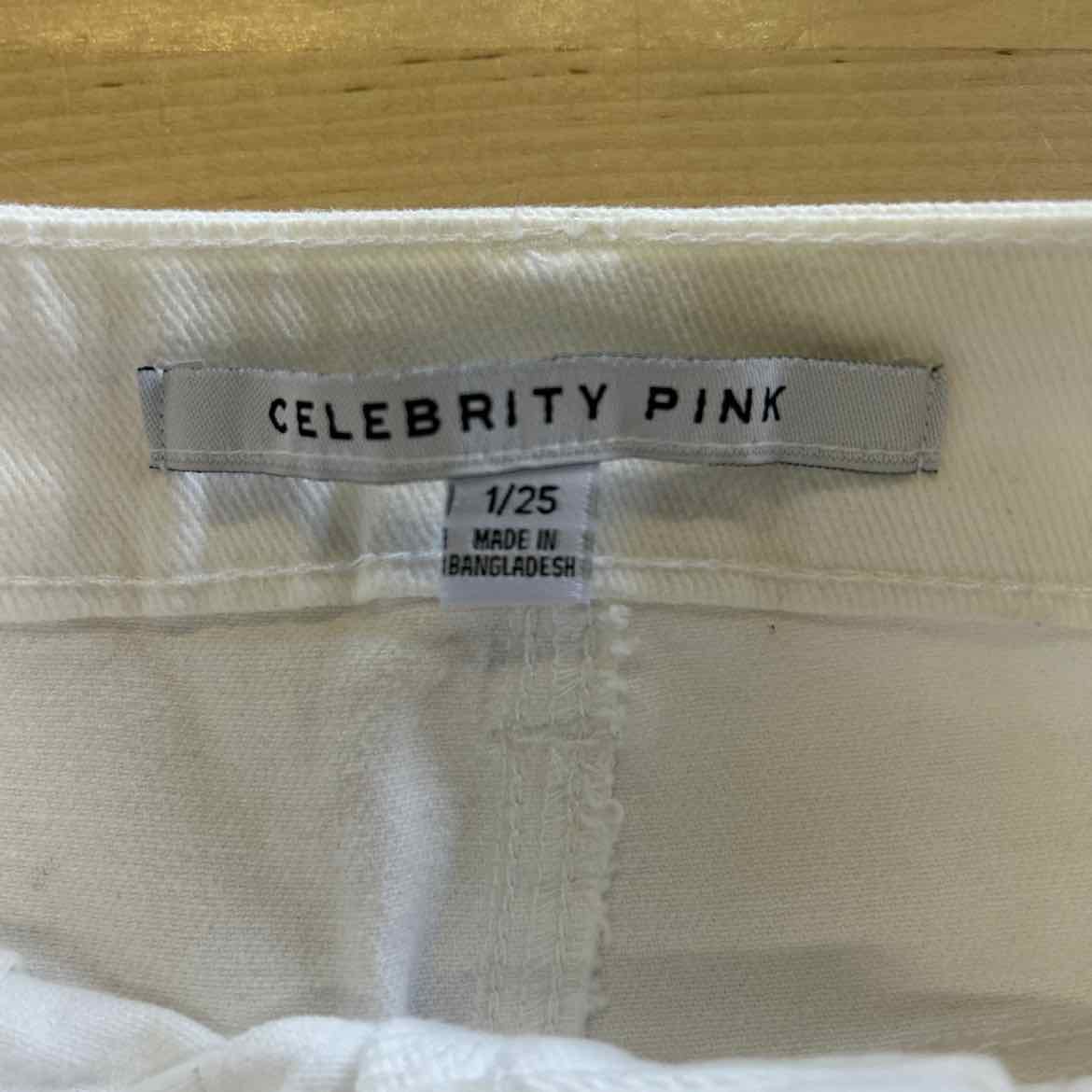 Celebrity Pink Juniors' 4" High-Rise Curvy Denim Shorts - White - 1